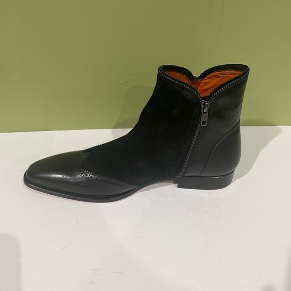 Mezlan boot black suede leather calf side zippers - Picture 3 of 5